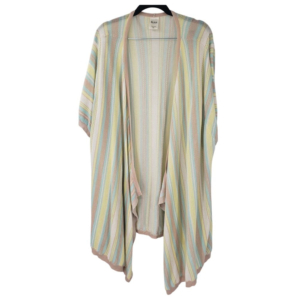 Blair Short‑Sleeve Open‑Front Cardigan 3XL Plus‑Size Lightweight Sweater Boho